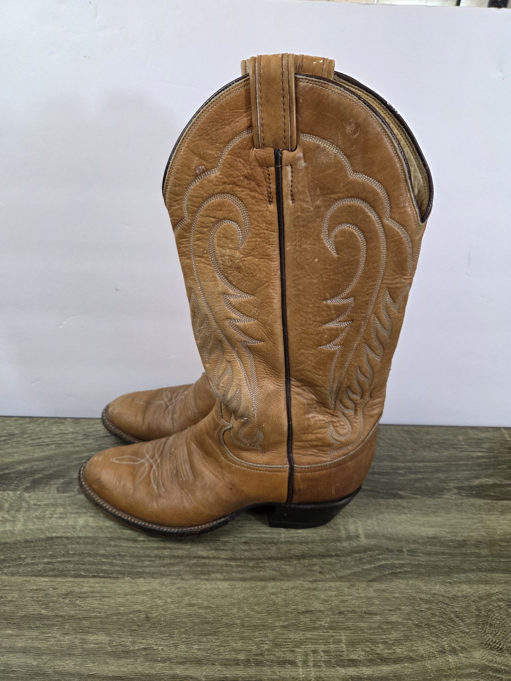 Tony Lama Cowboy Boots Men's 7 D Brown Leather Western Vintage Style #6129